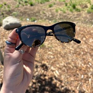Oliver Peoples Black and Tortoise Jardinette Sunglasses